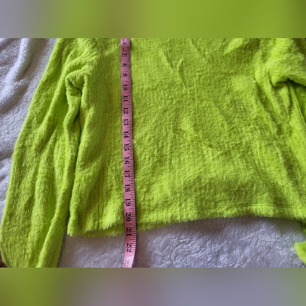 Anthropologie Neon Green Textured Sweatshirt - Picture 4 of 5